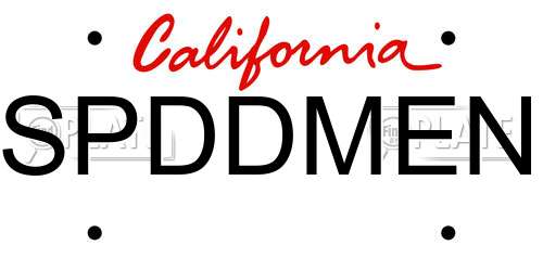 SPDDMEN California License Plate