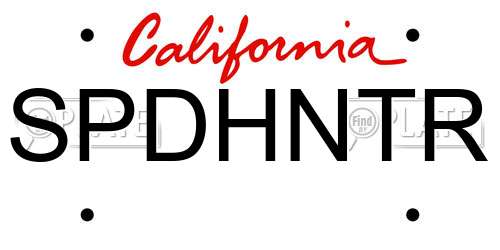 SPDHNTR California License Plate