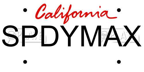 SPDYMAX California License Plate