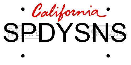 SPDYSNS California License Plate