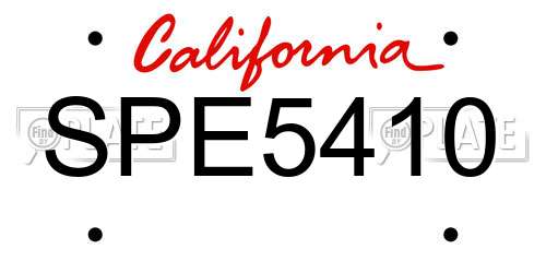 SPE5410 California License Plate