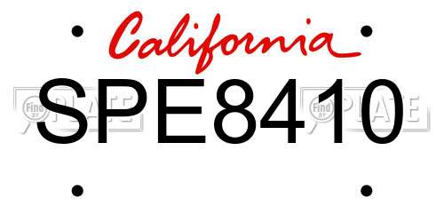 SPE8410 California License Plate
