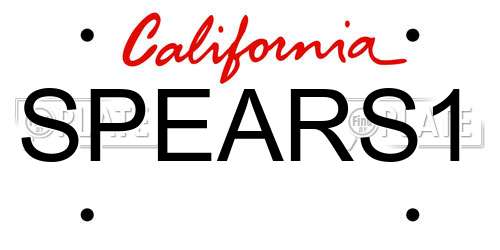 SPEARS1 California License Plate