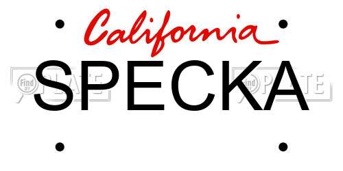 SPECKA California License Plate