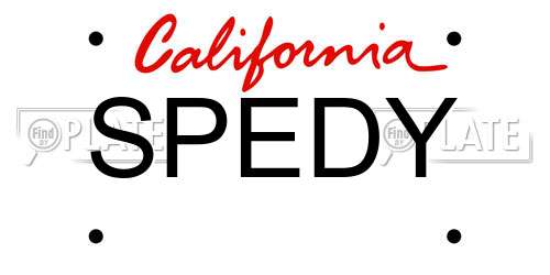 SPEDY California License Plate