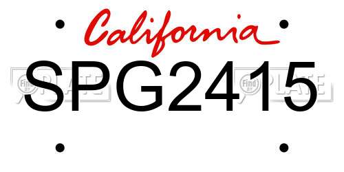 SPG2415 California License Plate