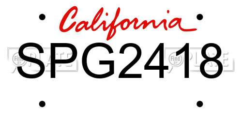SPG2418 California License Plate