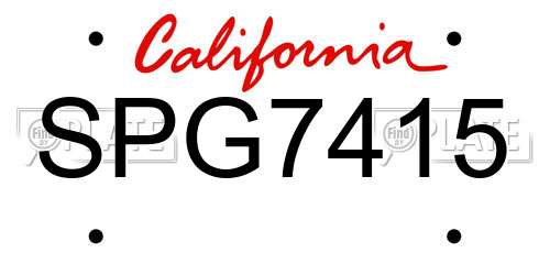SPG7415 California License Plate