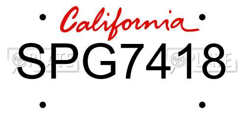 SPG7418 California License Plate