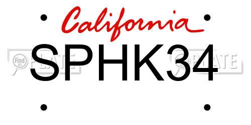 SPHK34 California License Plate