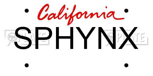 SPHYNX California License Plate