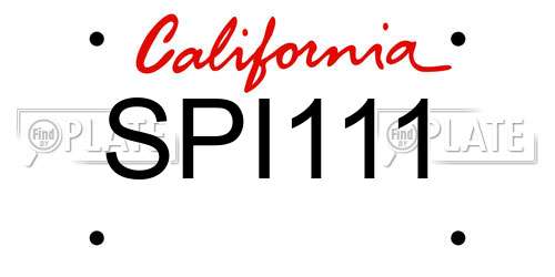 SPI111 California License Plate
