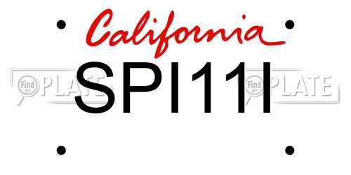 SPI11I California License Plate