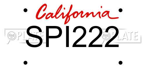 SPI222 California License Plate