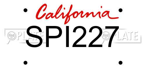 SPI227 California License Plate
