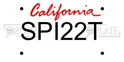 SPI22T California License Plate