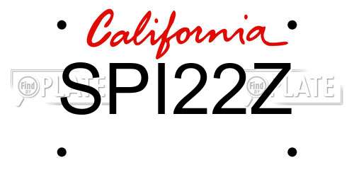 SPI22Z California License Plate
