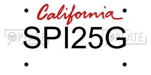 SPI25G California License Plate