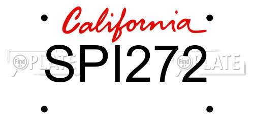 SPI272 California License Plate