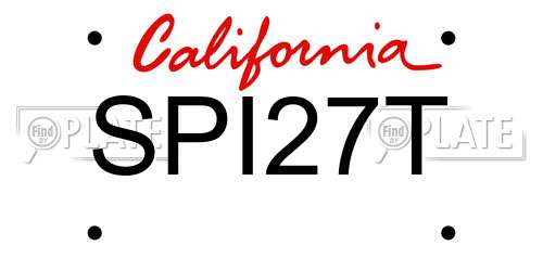 SPI27T California License Plate