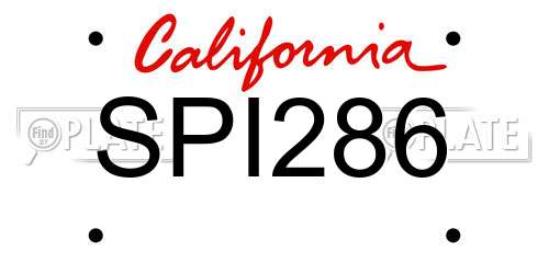 SPI286 California License Plate