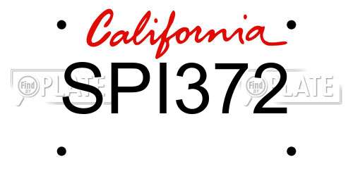 SPI372 California License Plate