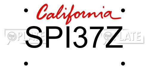 SPI37Z California License Plate