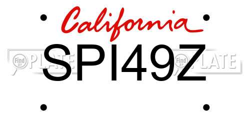 SPI49Z California License Plate