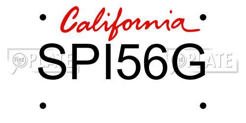 SPI56G California License Plate