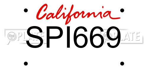SPI669 California License Plate