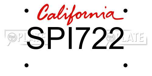 SPI722 California License Plate