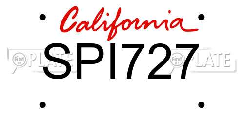 SPI727 California License Plate
