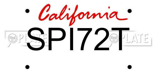 SPI72T California License Plate