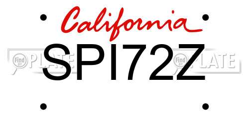 SPI72Z California License Plate