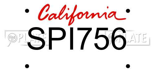 SPI756 California License Plate