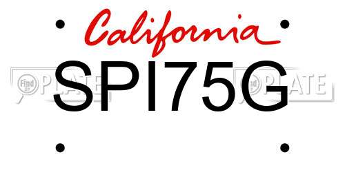 SPI75G California License Plate