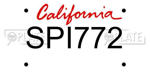 SPI772 California License Plate