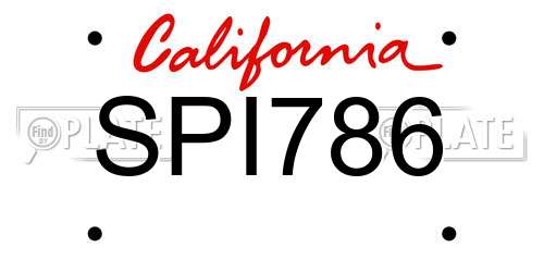 SPI786 California License Plate