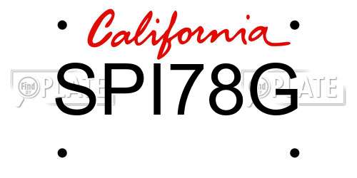 SPI78G California License Plate