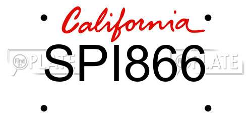 SPI866 California License Plate
