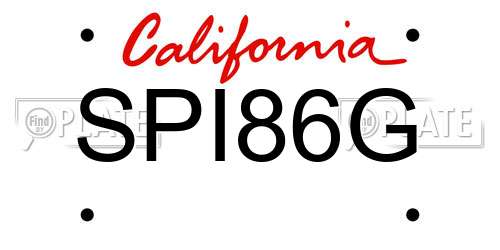 SPI86G California License Plate