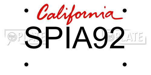 SPIA92 California License Plate