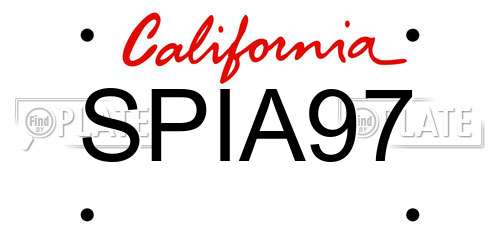 SPIA97 California License Plate