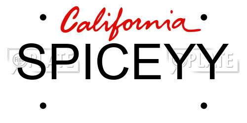 SPICEYY California License Plate