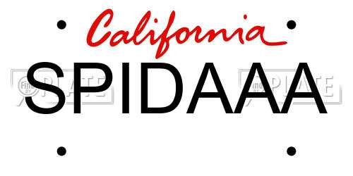 SPIDAAA California License Plate