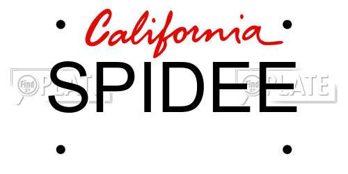 SPIDEE California License Plate