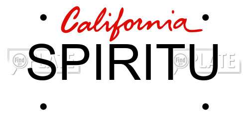 SPIRITU California License Plate