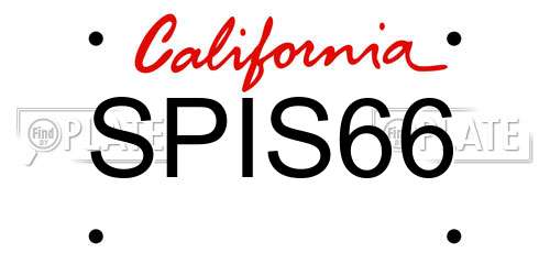 SPIS66 California License Plate