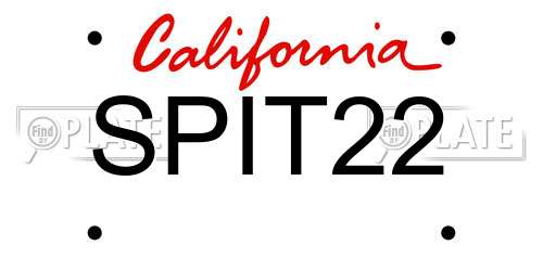 SPIT22 California License Plate