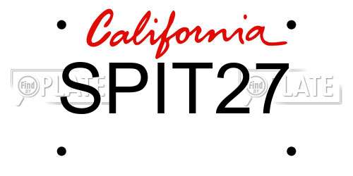 SPIT27 California License Plate